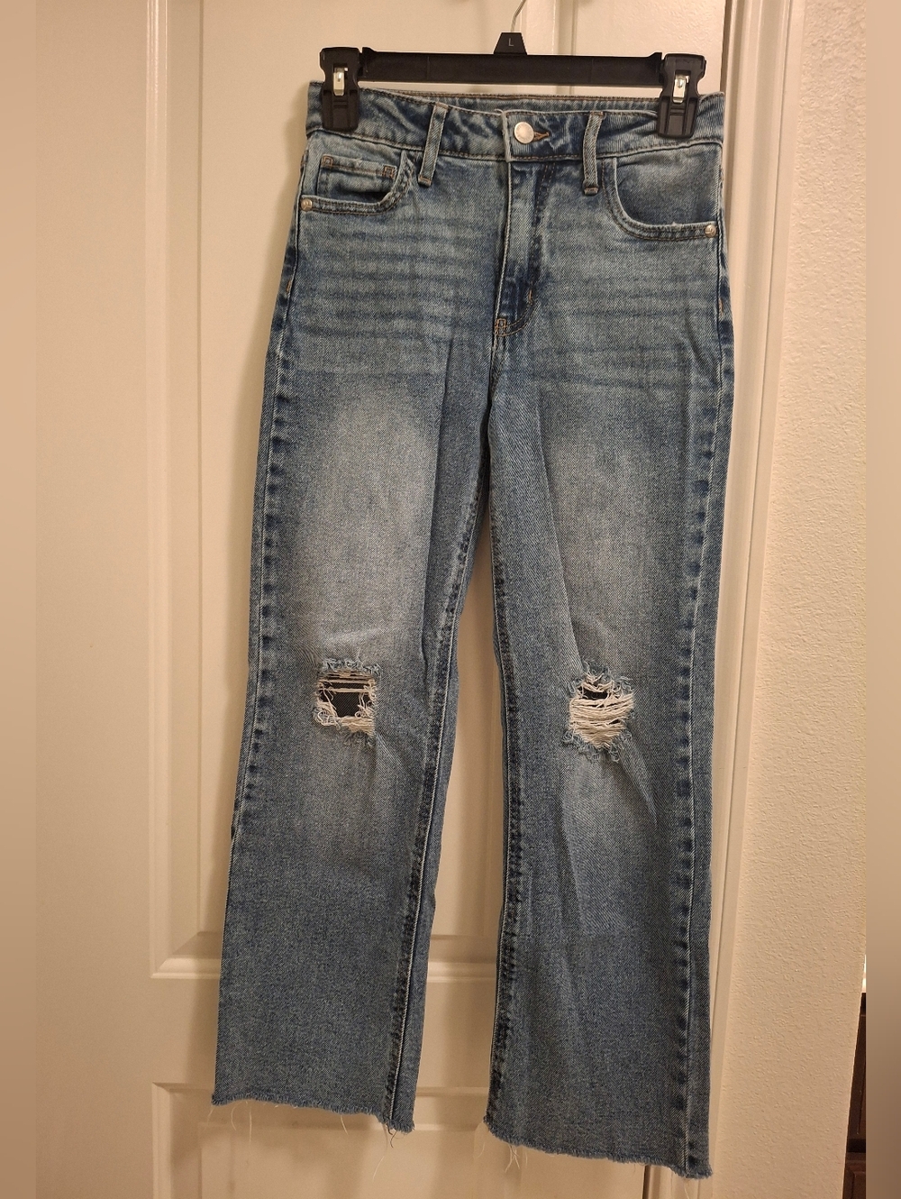Light Blue Distressed High-Rise Girls Jeans
